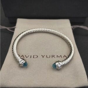 David Yurman Sterling Silver Bracelet with Blue Accents